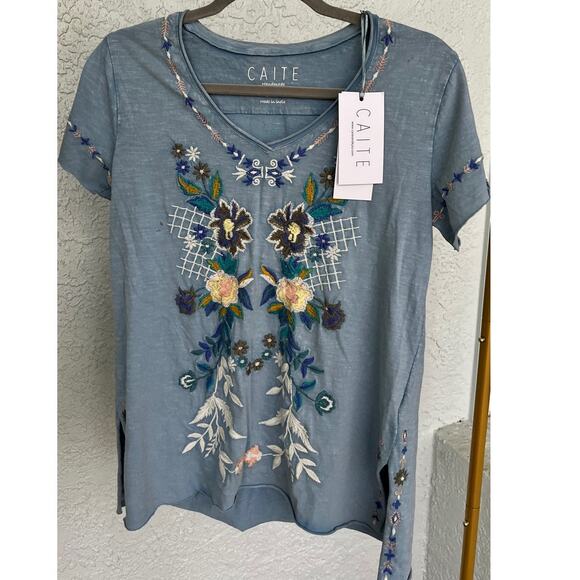 Caite Tops - NWT Anthropology by Caite Women's Tilly Tee T-shirt Embroidery Exclusive Sz S